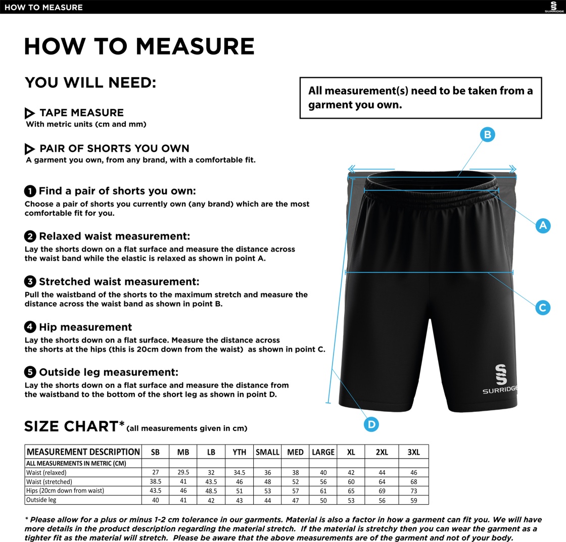 BURGHLEY PARK CC BLADE SHORTS - Size Guide